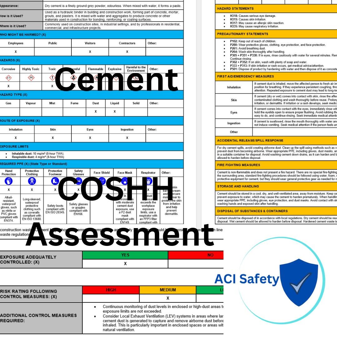 Cement COSHH Assessment Template MS Word Etsy Cement COSHH Assessment Template MS Word Etsy