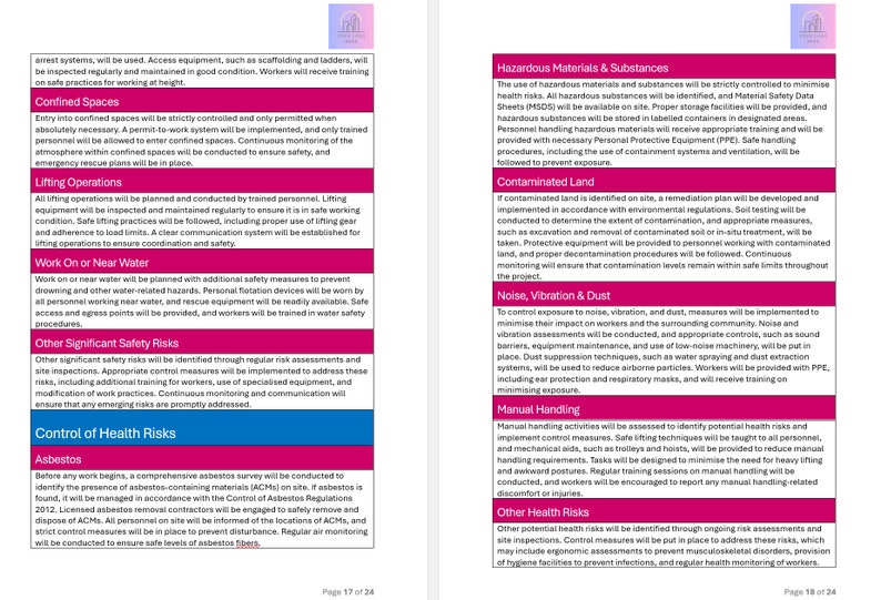 Construction Phase Plan (CPP) Template - MS Word, Editable ...