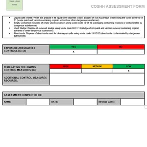 White Spirit COSHH Assessment, Fully Brandable, Editable and ...