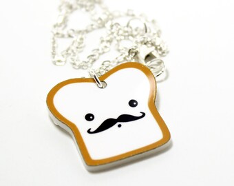 French Toast Acrylic Charm Necklace on Silver Plated Chain