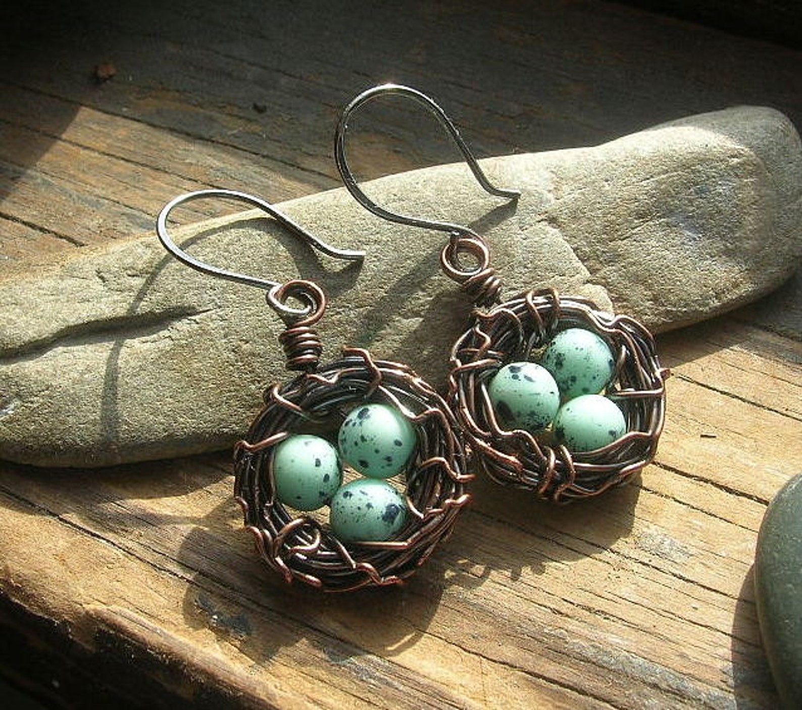 Bird Nest Earrings Robin Nest Earrings Rustic Nest Earrings Etsy