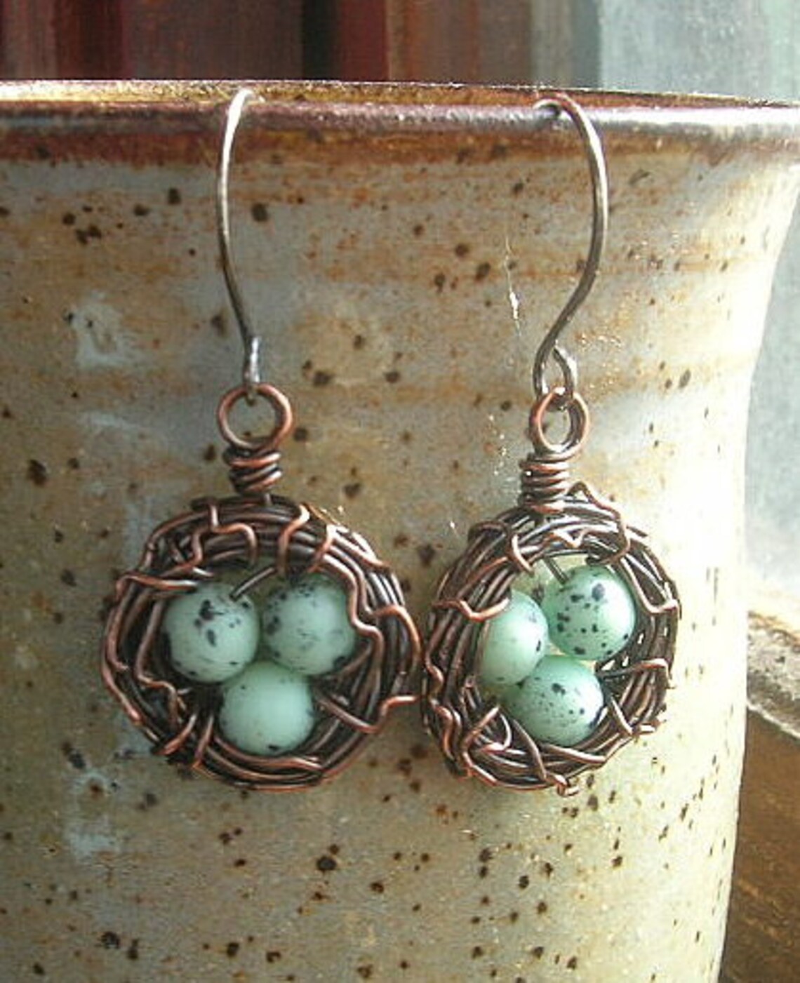Bird Nest Earrings Robin Nest Earrings Rustic Nest Earrings Etsy