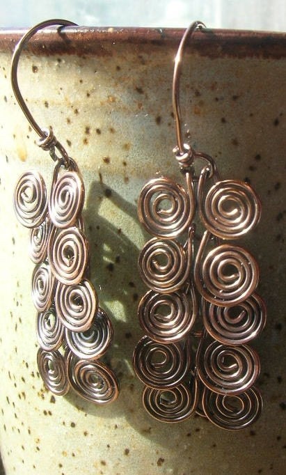Egyptain Spiral Earrings in Copper - Etsy