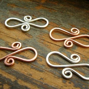 Four Handmade Sterling and Copper S clasps for your own beautiful jewelry designs image 3