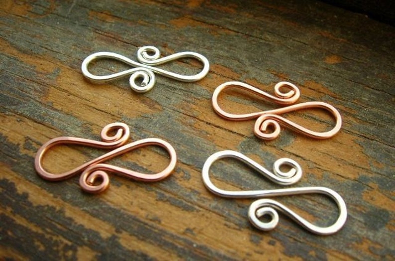 Four Handmade Sterling and Copper S clasps for your own beautiful jewelry designs image 3