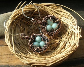 Rustic Nest earrings in copper Mother's Day