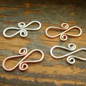 Four Handmade Sterling and Copper S clasps for your own beautiful jewelry designs image 1