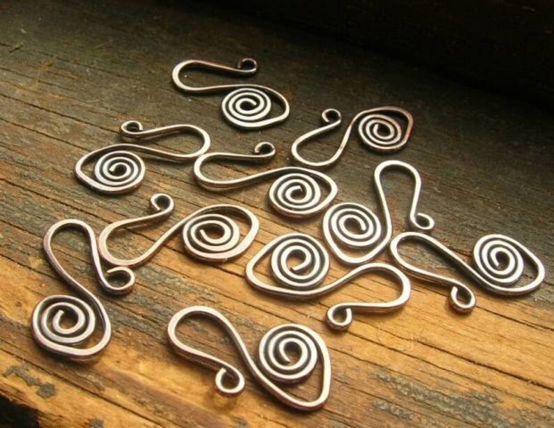 Big Swirl Copper Clasps for your handmade jewelry designs set of 10 image 1