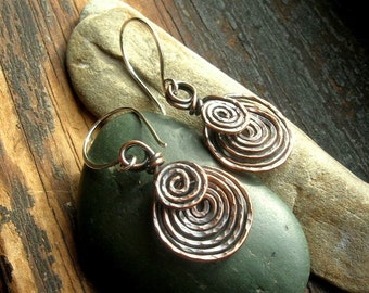 Copper  Etruscan Spiral earrings