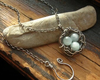 Bird nest necklace Rustic Robin's Nest necklace Sterling Silver nest necklace mothers day Beautiful for Mother's Day