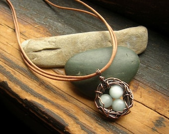 Rustic Robins Nest necklace Bird nest necklace Copper nest necklace Mother's Day mother grandmother