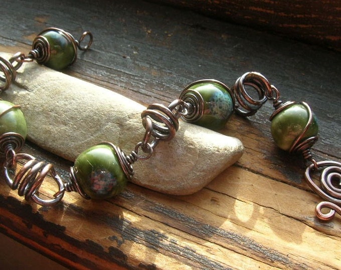 Copper and Greens Bracelet Etsy