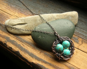 Bird nest necklace Rustic Robins Nest necklace copper nest necklace mothers day mother grandmother