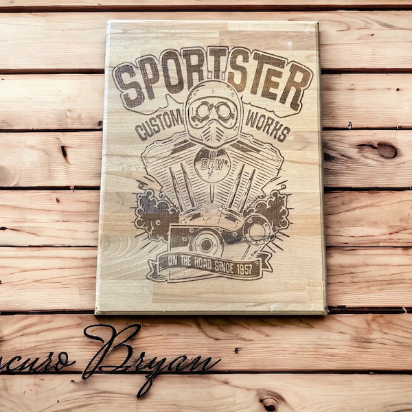 plaque en bois murale Harley Davidson sportster