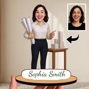 Personalized Architect Gift: Custom Wooden Caricature Figurine