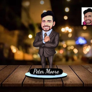 Personalized Wooden Lawyer Figurine: Custom Cartoon Attorney Gift