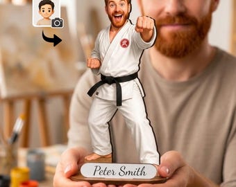 Custom Wooden Karate Figurine, Personalized Martial Arts Gift for Sensei