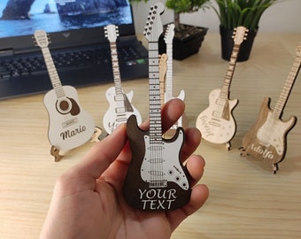 Guitar-shaped guitar pick holder box, gift for guitarist, Guitar shaped box, Personalized wooden guitar pick storage box, guitar shaped box