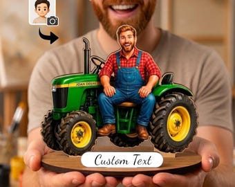 写真から作成するパーソナライズされた農夫フィギュア、カスタム木製農夫似顔絵ギフト