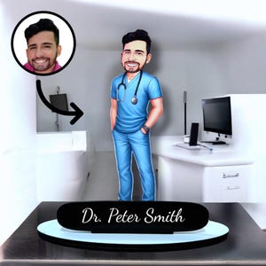 Custom Wooden Caricature  Figure - Personalized Nurse Gift - Handmade Wooden Figurine - Unique Gift for Nurses.