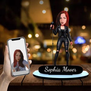 Personalized Wooden Singer Figurine: Custom Musician Portrait Gift
