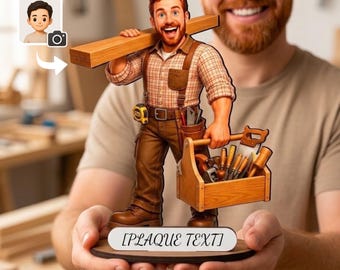 Personalized Carpenter Figurine from Photo, Custom Woodworker Caricature