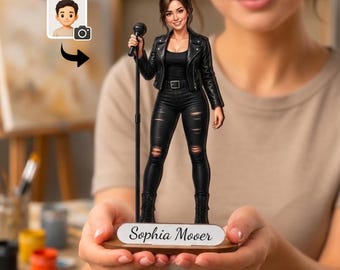 Personalized Singer Wooden Figurine from Photo, Custom Vocalist Gift
