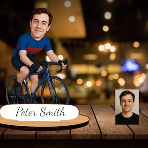 Cyclist Gift – Custom Wooden Figurine for Bike Lovers, Unique Handmade Cycling Decor for Birthday or Sport Enthusiast