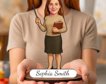 Personalized Teacher or Professor Wooden Figurine from Photo | Custom Educator Caricature | Teacher Appreciation Gift