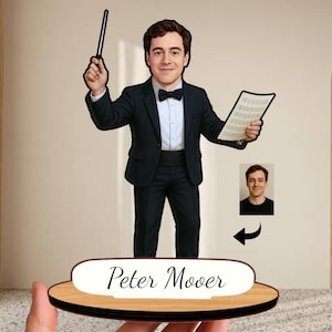 Personalized Wooden Conductor Caricature: Custom Music Gift