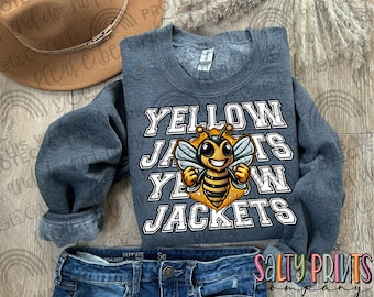 Yellowjackets | Faux Rhinestone Mascot | PNG, Sublimation, HTV, DTF | Digital