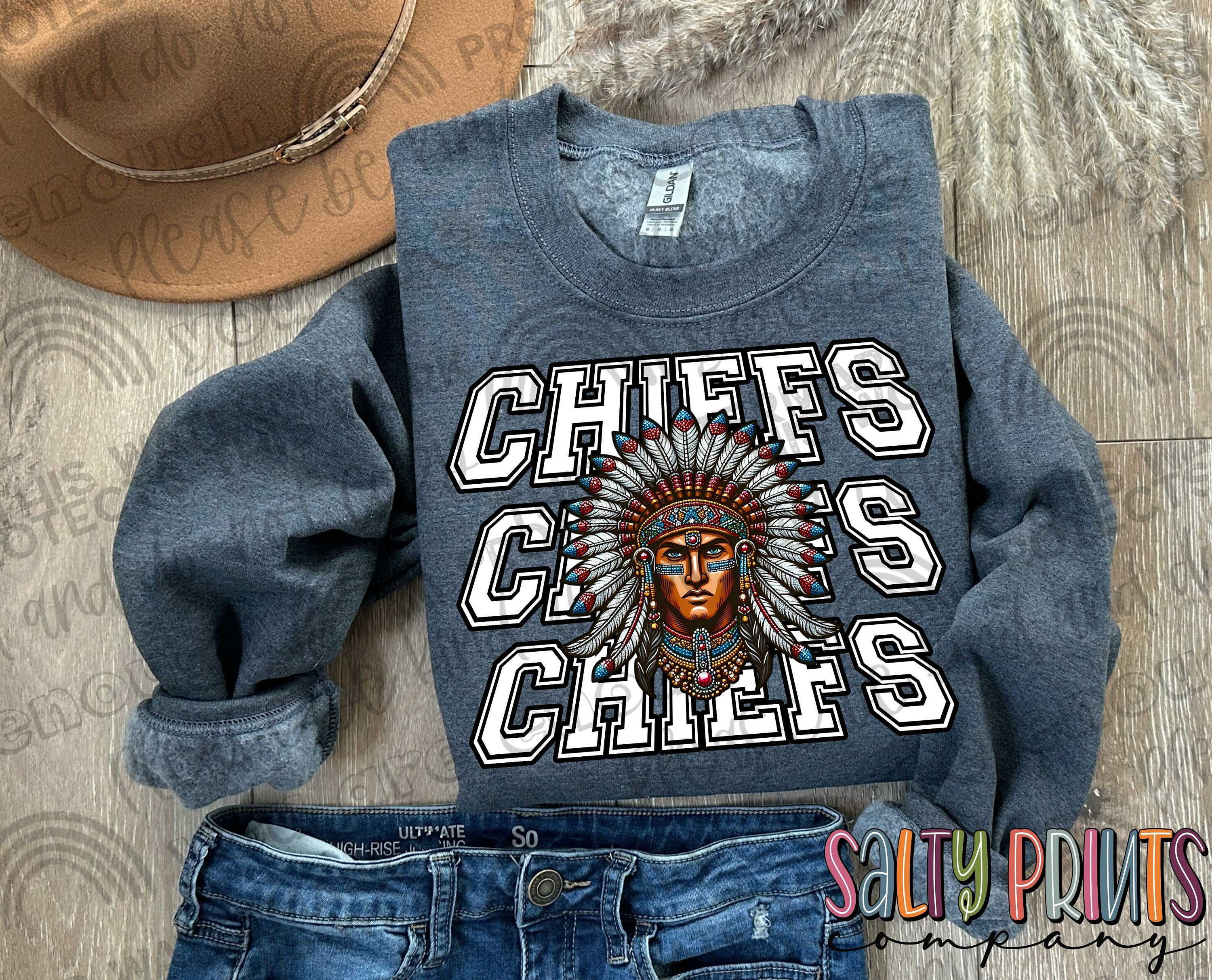 Chiefs | Faux Rhinestone Mascot | PNG, Sublimation, HTV, DTF | Digital ...