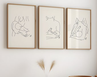 Breastfeeding Line Art Prints: Mother & Baby Set (Digital Download)