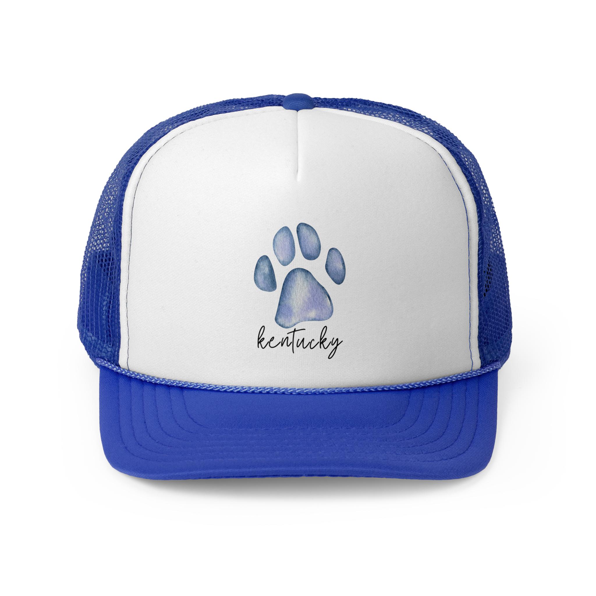 Watercolor Paw Print Trucker Cap, Kentucky Text Hat, Sports  display picture 3