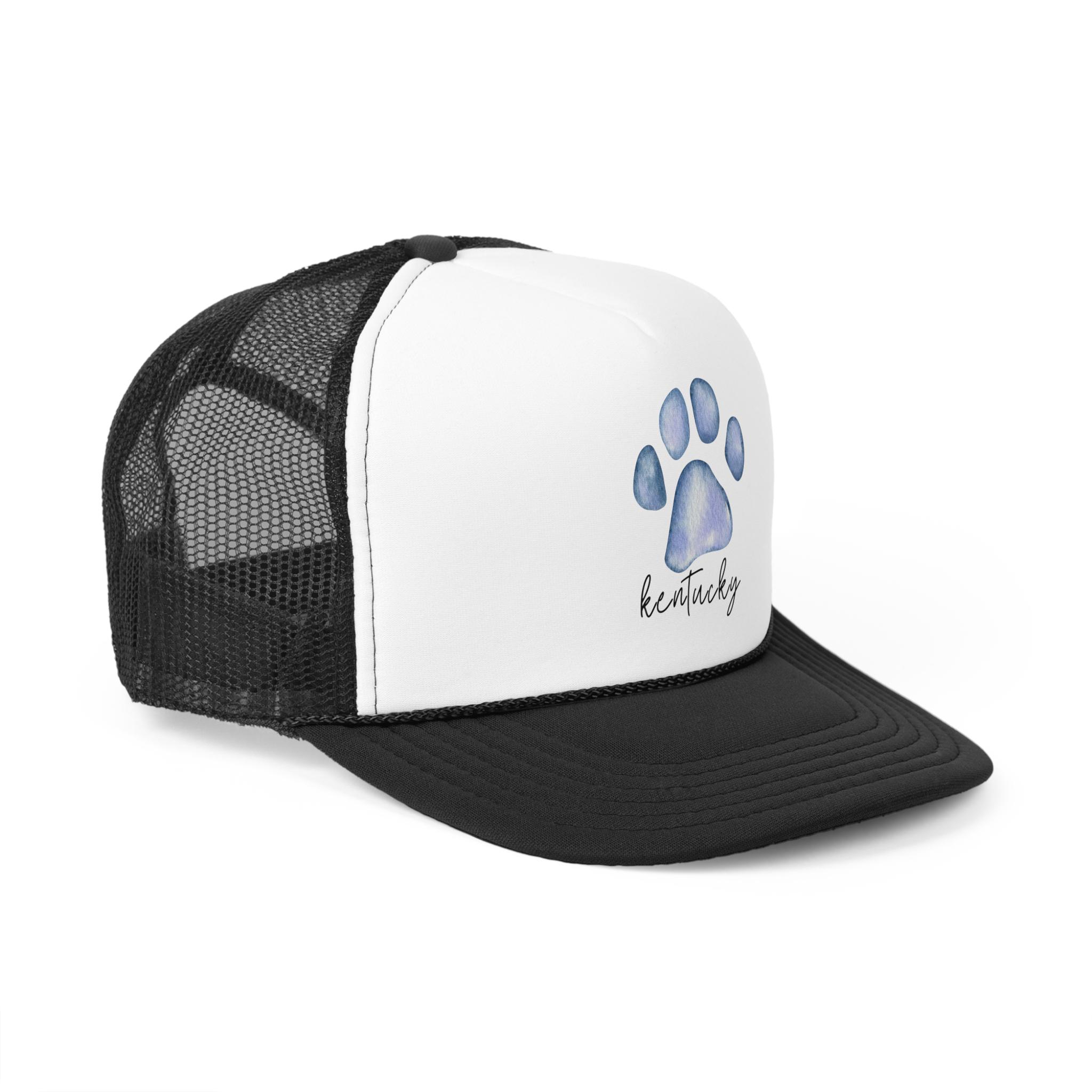 Watercolor Paw Print Trucker Cap, Kentucky Text Hat, Sports  display picture 2