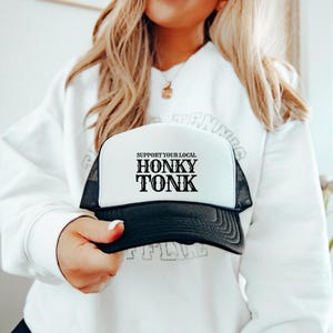 Trucker Caps - Support Your Local Honky Tonk, Western Style Headwear, Cowboy Hat, Rodeo Cap, Vintage Truck Driver Hat, Country Music