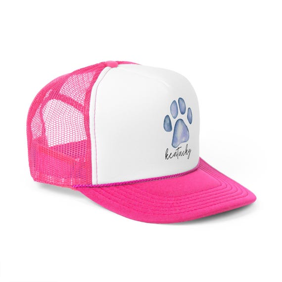 HTF! The Game Blue Kentucky Girl Cap with White Paw Print Watercolor Paw Print Trucker Cap, Kentucky Text Hat, Sports  main image 2