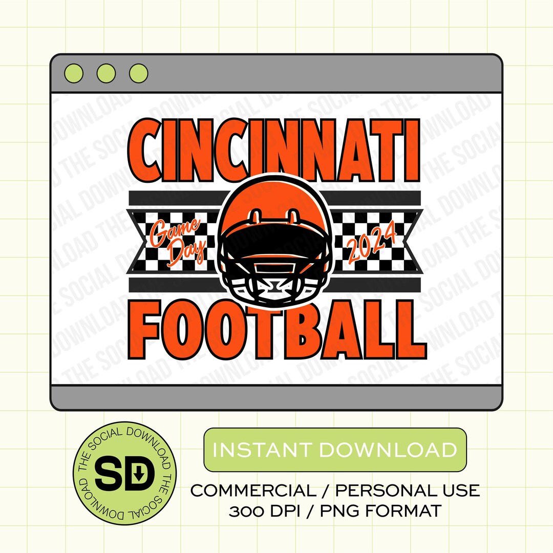 Checkered Cincinnati Football Png, Football PNG, Sports PNG ...