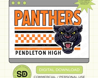 Checkered Mascot Custom School Spirit PNG Download File, custom school png, spirit png, DTF, Sublimation, DTG (SW1055)