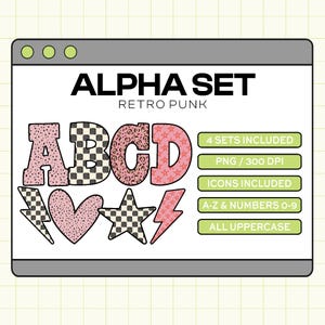Trendy PNG Alpha Set, Doodle alpha, Spots alpha PNG, Ombre Alpha, Checkered alpha, Instand download (Retro Punk)