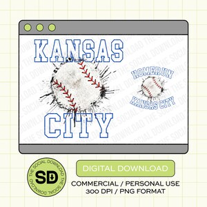 KC Baseball Splatter PNG Download File, Kansas City Png, KC baseball, Kansas City, Dtf, Sublimation, Dtg (KCBB1018)