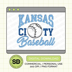 Retro Kansas City Baseball PNG Download File, Kansas City Png, KC baseball, Kansas City, Dtf, Sublimation, Dtg (KCBB1014)