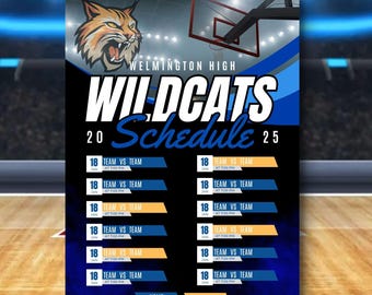 Geo Smoke Basketball Team Schedule, Canva Template, Custom Sports Canva Template (BSKTCT1006)