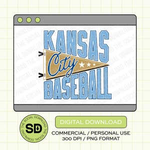 KC Game Day Pennant Flag PNG Download File, Kansas City Png, KC baseball, Kansas City, Dtf, Sublimation, Dtg (KCBB1031)