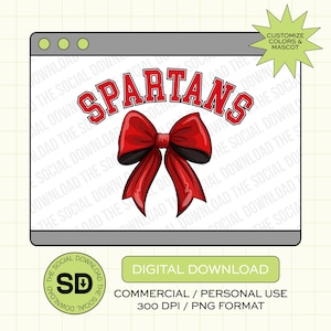 Team Spirit Bow Custom School Spirit PNG Download File, custom school png, spirit  bow png, DTF, Sublimation, DTG (SW1092)