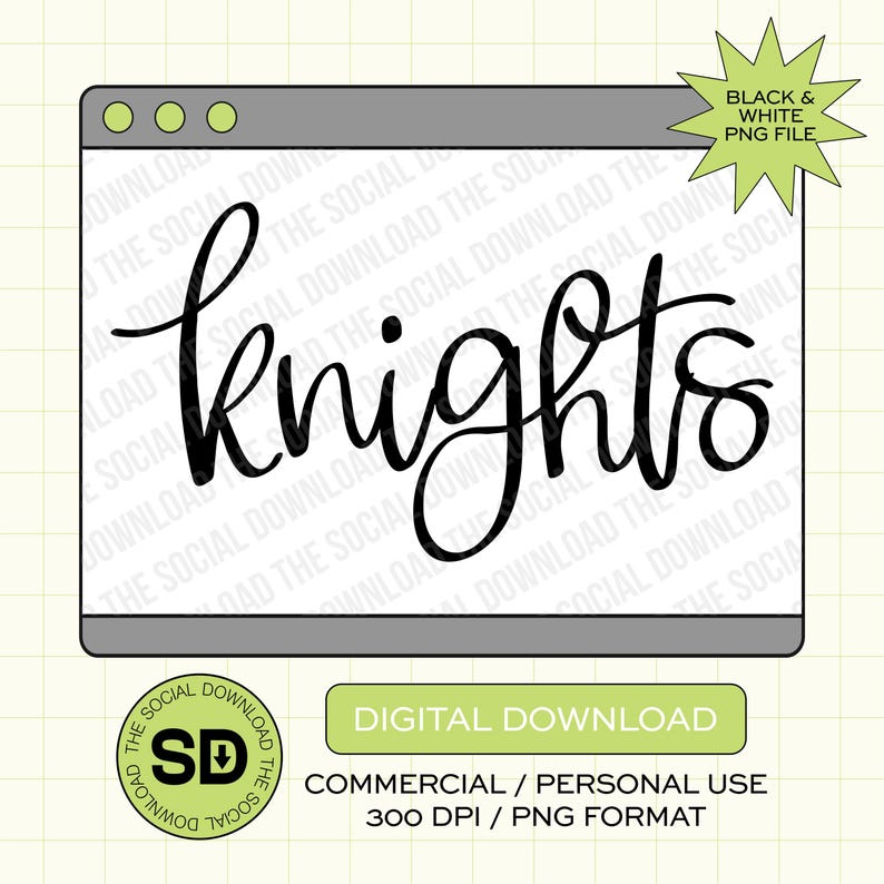 Knights Hand Lettered School Mascot Png, School Spirit Png, Custom ...