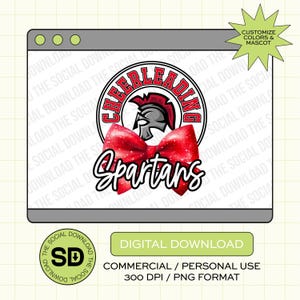 Cheer Mascot and Bow Custom School Spirit PNG Download File, custom school png, spirit png, DTF, Sublimation, (CHEER1004)