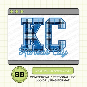 KC Plaid Baseball PNG Download File, Kansas City Png, KC baseball, Kansas City, Dtf, Sublimation, Dtg (KCBB1002)