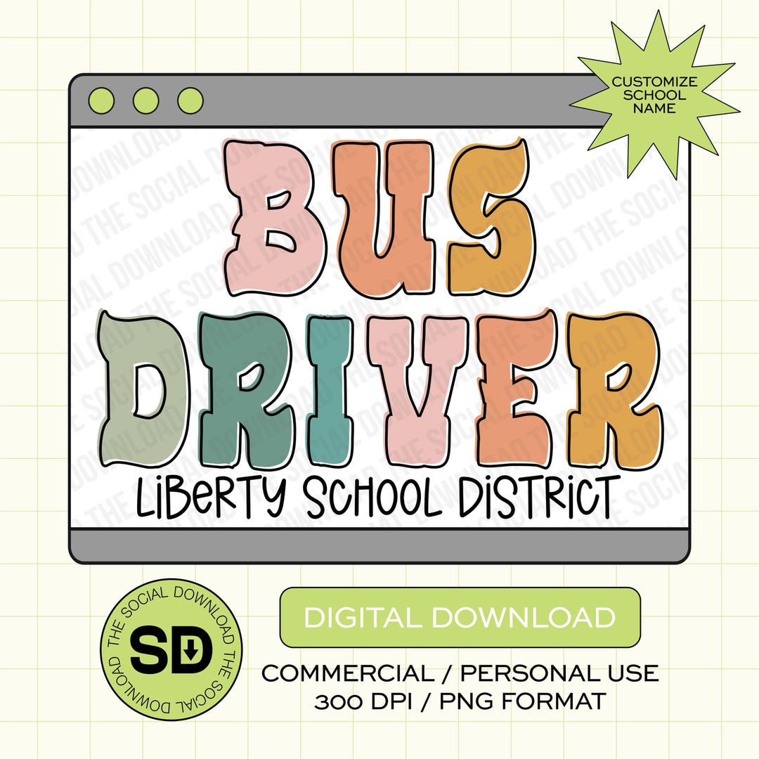Bus Driver Custom School Png, Custom Elementary School Png, Occupation ...