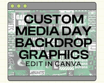 Custom Editable Media Day Backdrop Graphics, Canva Template, (MEDIA1001)